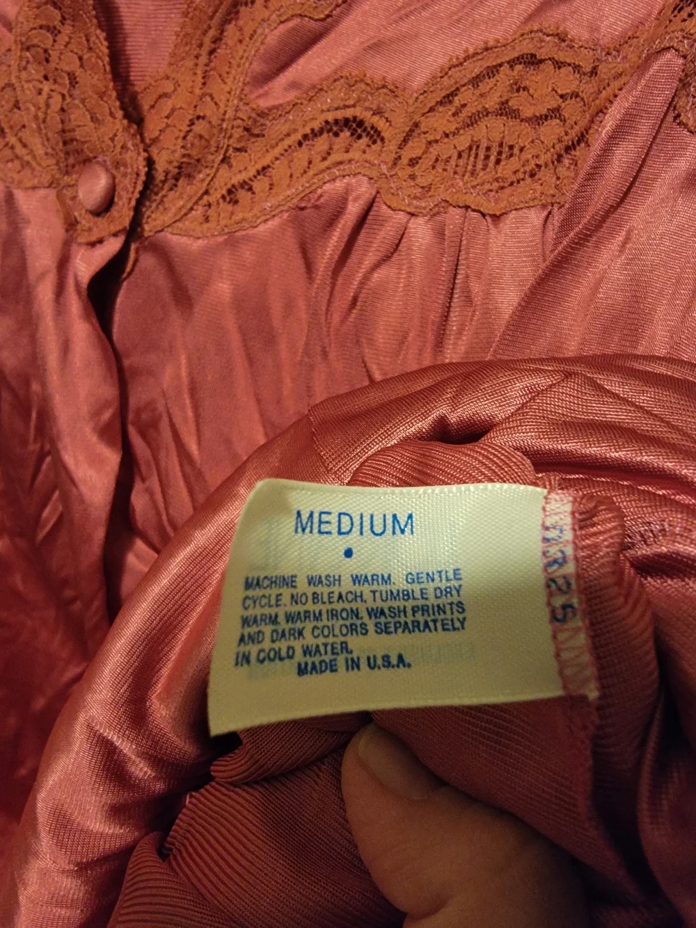 Vintage Long Lace-Trim Nightgown in Rosewood - Women’s Sleepwear